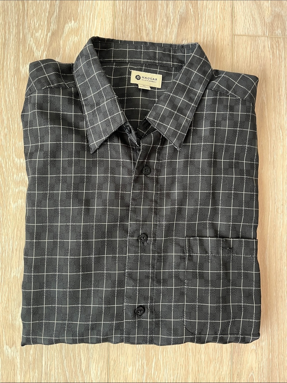 Haggar // Black Windowpane Plaid Button-Down Shirt